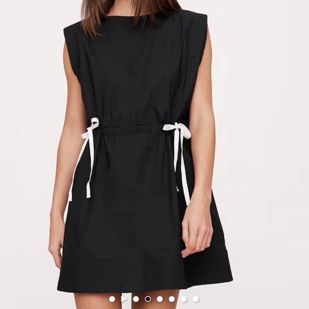 Banana Republic Cinch Waist Cotton Poplin Black Dress, Large Tall